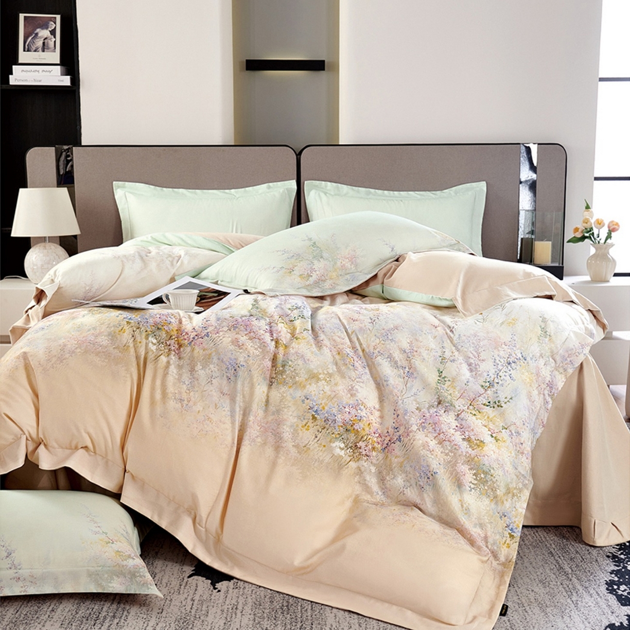 91家纺网 家纺一手货源 找家纺 （总）芙绣家纺 2025新款纯棉全棉磨毛宽边压线复杂款四件套