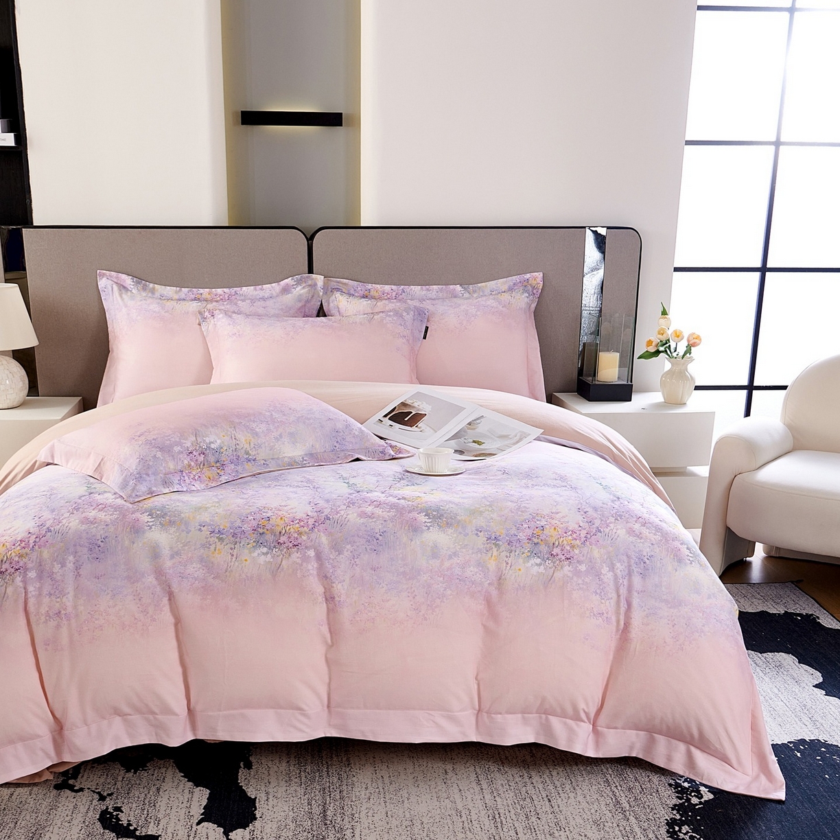 91家纺网 家纺一手货源 找家纺 （总）芙绣家纺 2025新款纯棉全棉磨毛宽边压线复杂款四件套