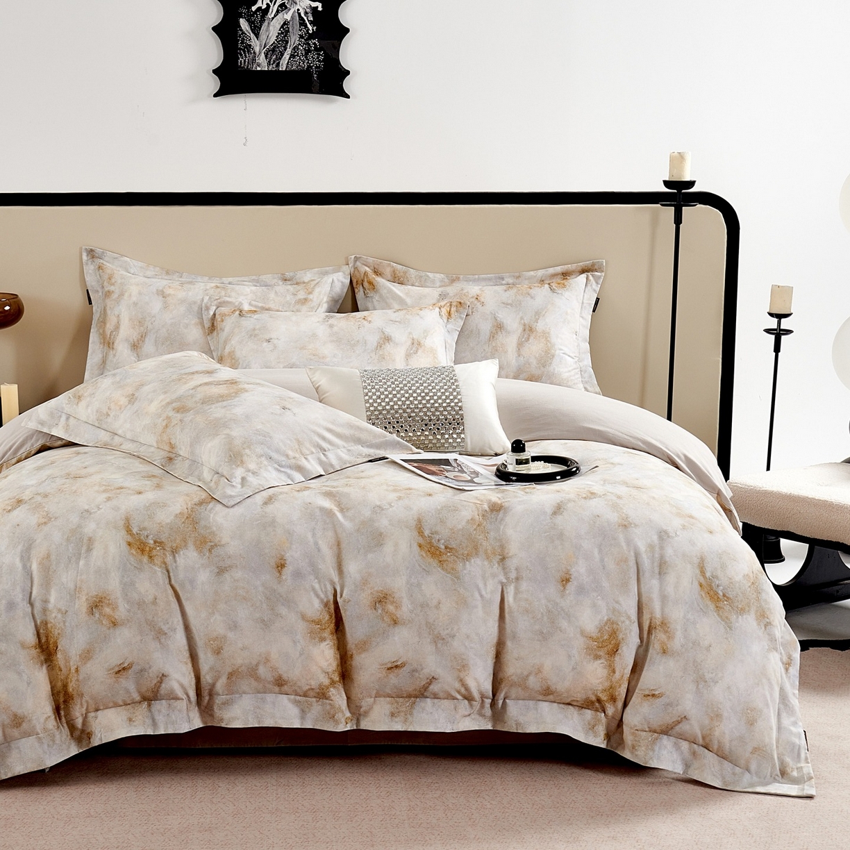 91家纺网 家纺一手货源 找家纺 （总）芙绣家纺 2025新款纯棉全棉磨毛宽边压线复杂款四件套