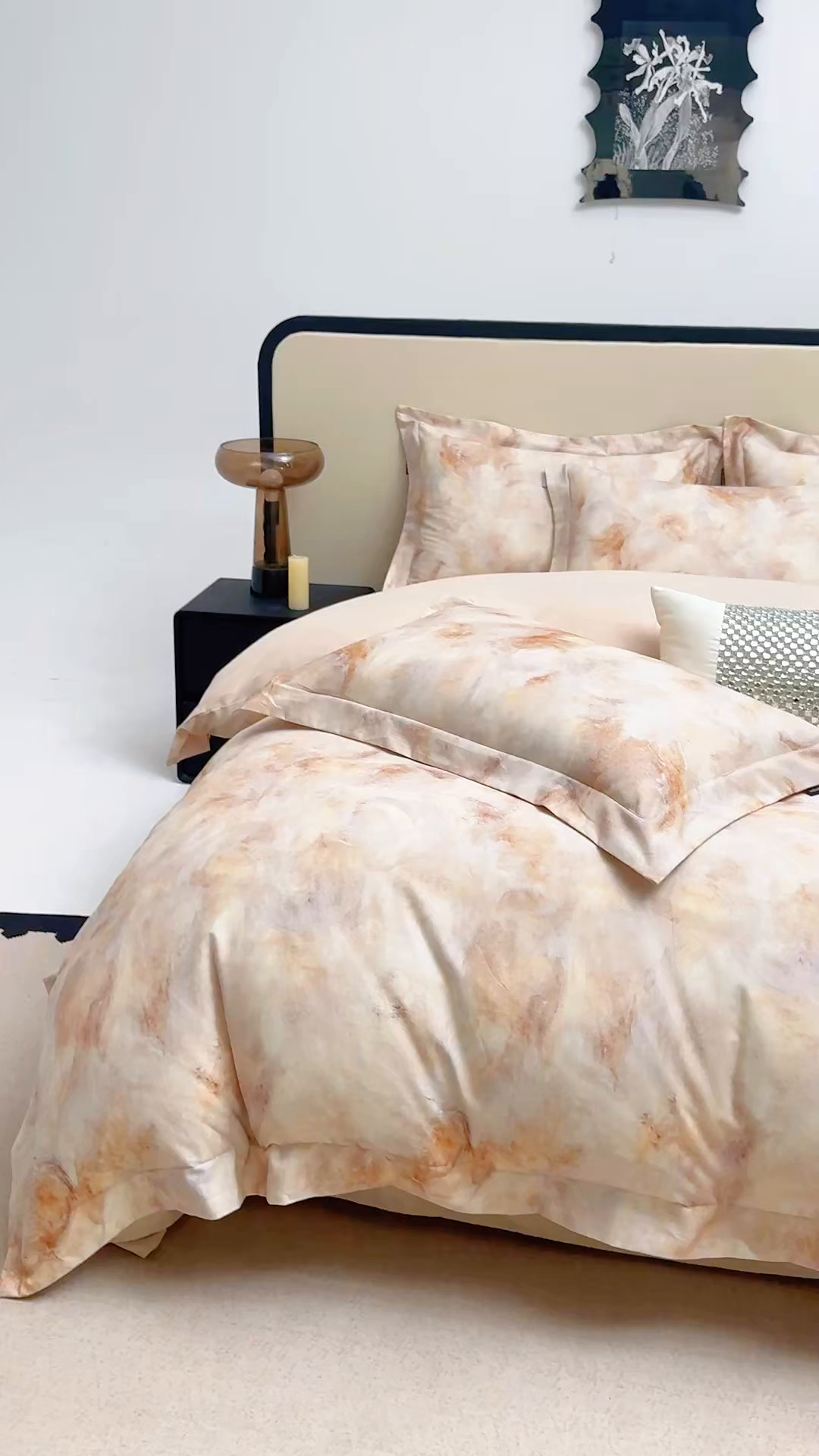 91家纺网 家纺一手货源 找家纺 芙绣家纺 2025新款纯棉全棉磨毛宽边压线复杂款四件套 古韵-咖