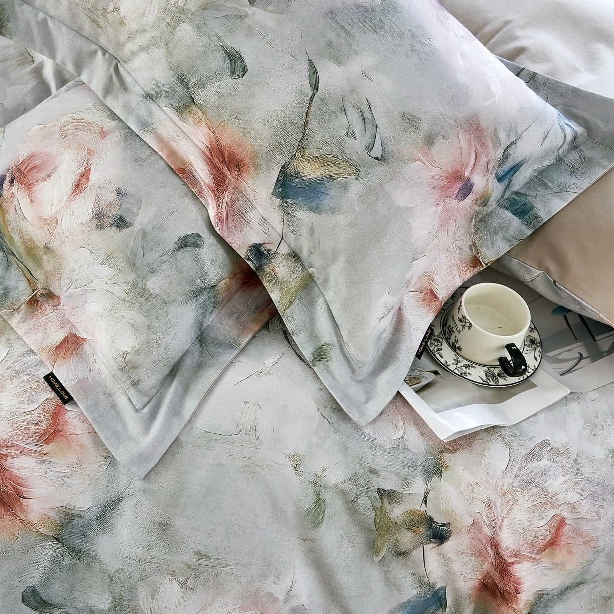 91家纺网 家纺一手货源 找家纺 芙绣家纺 2025新款纯棉全棉磨毛宽边压线复杂款四件套 梦影-绿