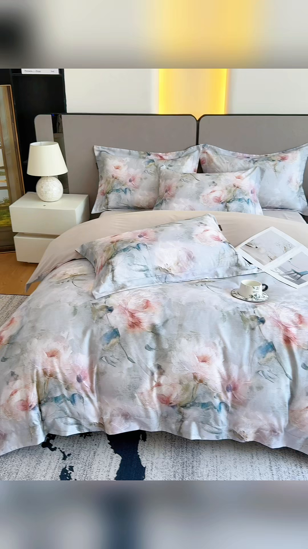 91家纺网 家纺一手货源 找家纺 芙绣家纺 2025新款纯棉全棉磨毛宽边压线复杂款四件套 梦影-绿