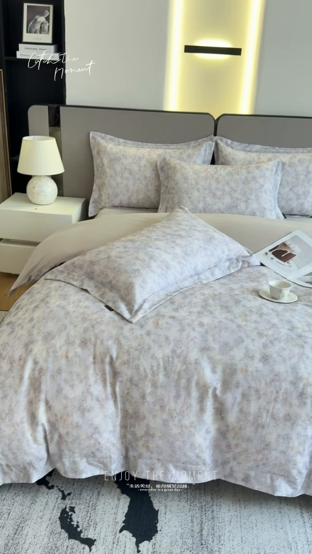 91家纺网 家纺一手货源 找家纺 芙绣家纺 2025新款纯棉全棉磨毛宽边压线复杂款四件套 轻语