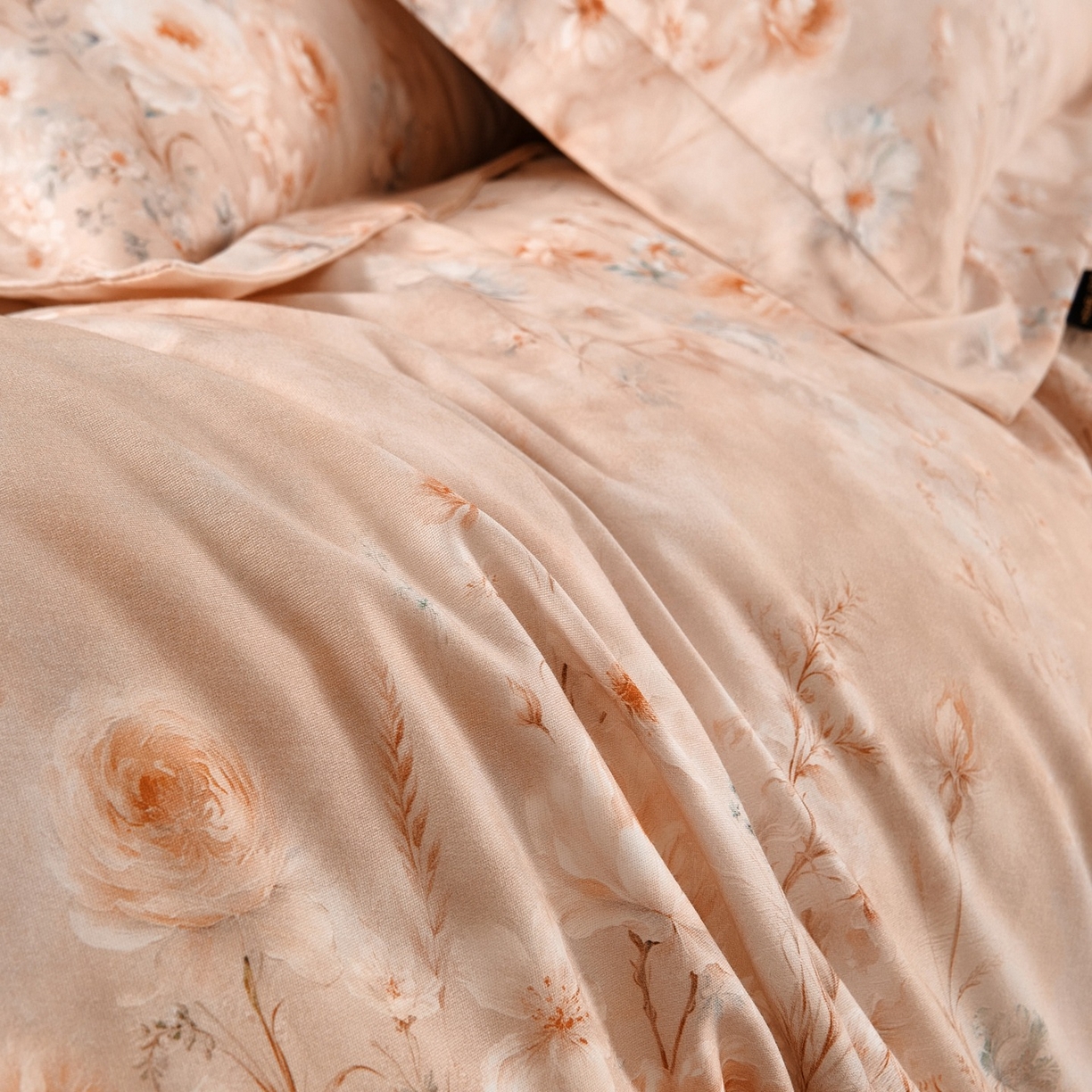 91家纺网 家纺一手货源 找家纺 芙绣家纺 2025新款纯棉全棉磨毛宽边压线复杂款四件套 星芒-桔