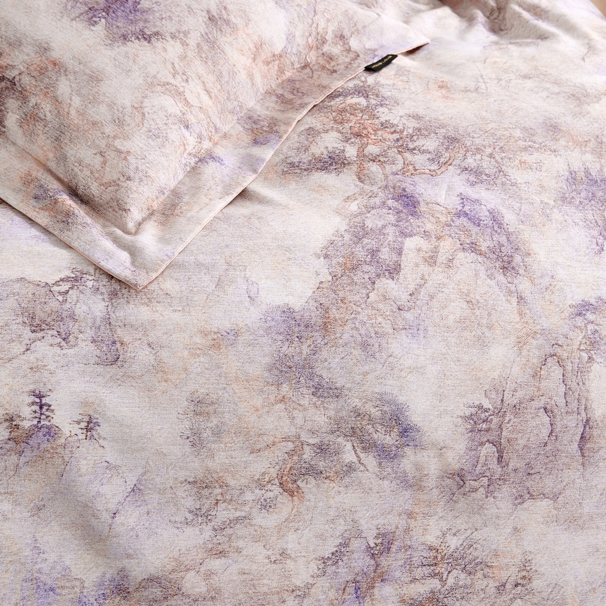 91家纺网 家纺一手货源 找家纺 芙绣家纺 2025新款纯棉全棉磨毛宽边压线复杂款四件套 寻觅-紫