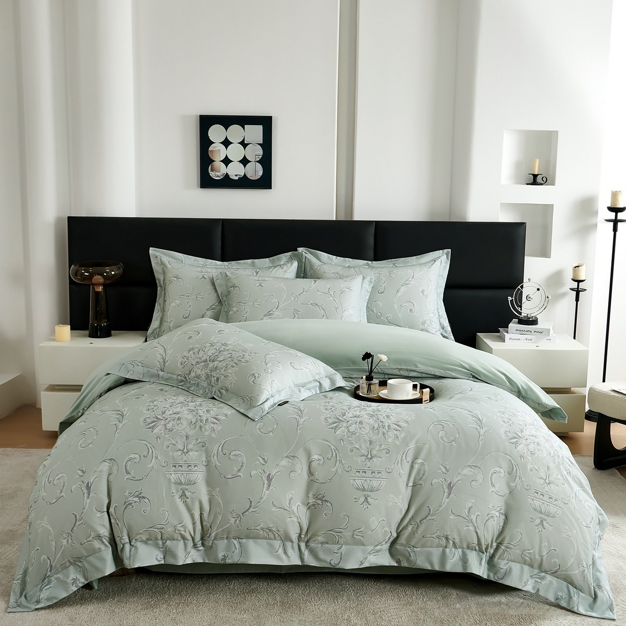 91家纺网 家纺一手货源 找家纺 芙绣家纺 2025新款纯棉全棉磨毛宽边压线复杂款四件套 意绵绵