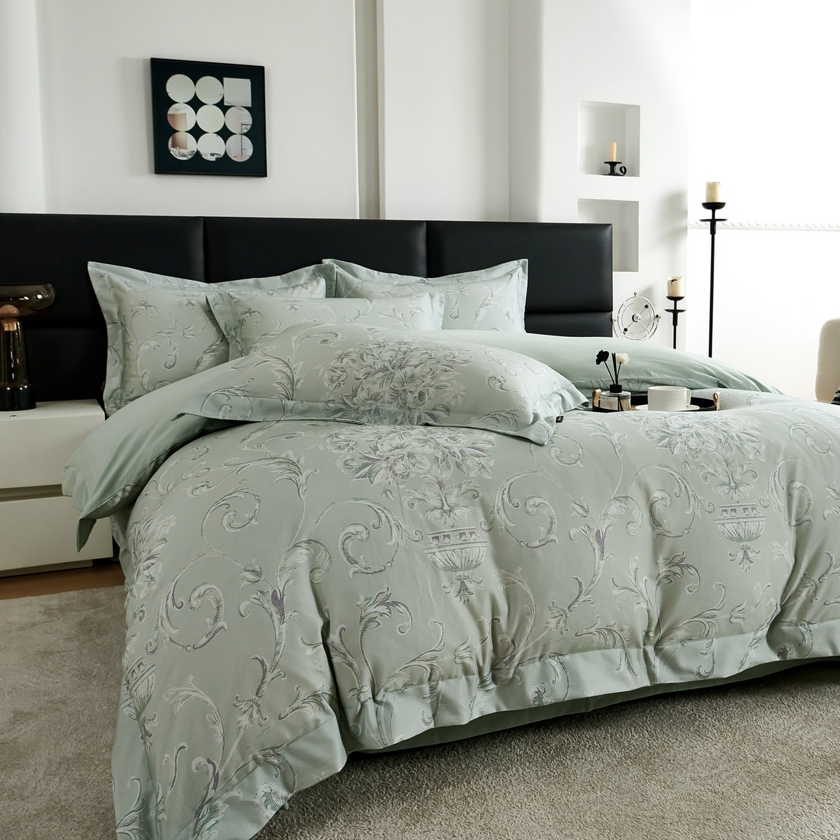 91家纺网 家纺一手货源 找家纺 芙绣家纺 2025新款纯棉全棉磨毛宽边压线复杂款四件套 意绵绵