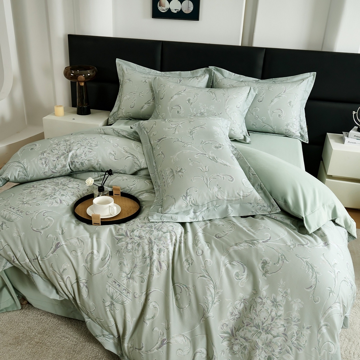 91家纺网 家纺一手货源 找家纺 芙绣家纺 2025新款纯棉全棉磨毛宽边压线复杂款四件套 意绵绵