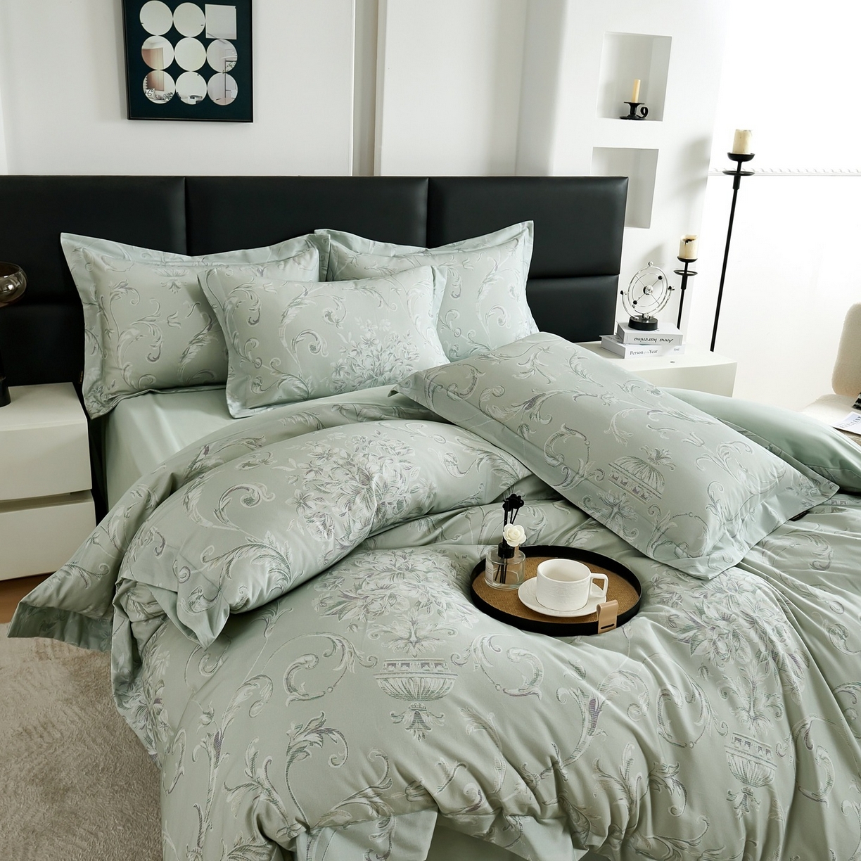 91家纺网 家纺一手货源 找家纺 芙绣家纺 2025新款纯棉全棉磨毛宽边压线复杂款四件套 意绵绵