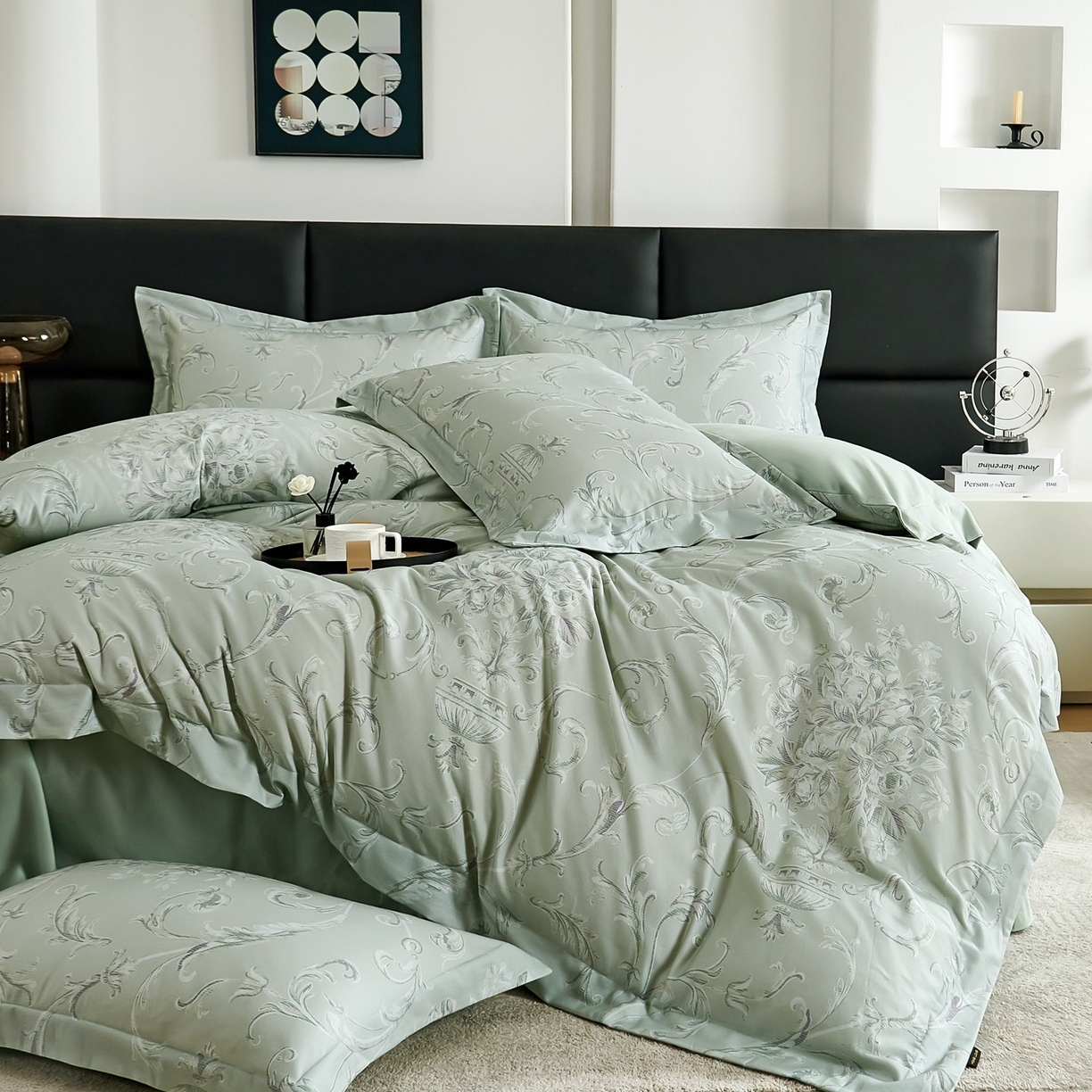 91家纺网 家纺一手货源 找家纺 芙绣家纺 2025新款纯棉全棉磨毛宽边压线复杂款四件套 意绵绵