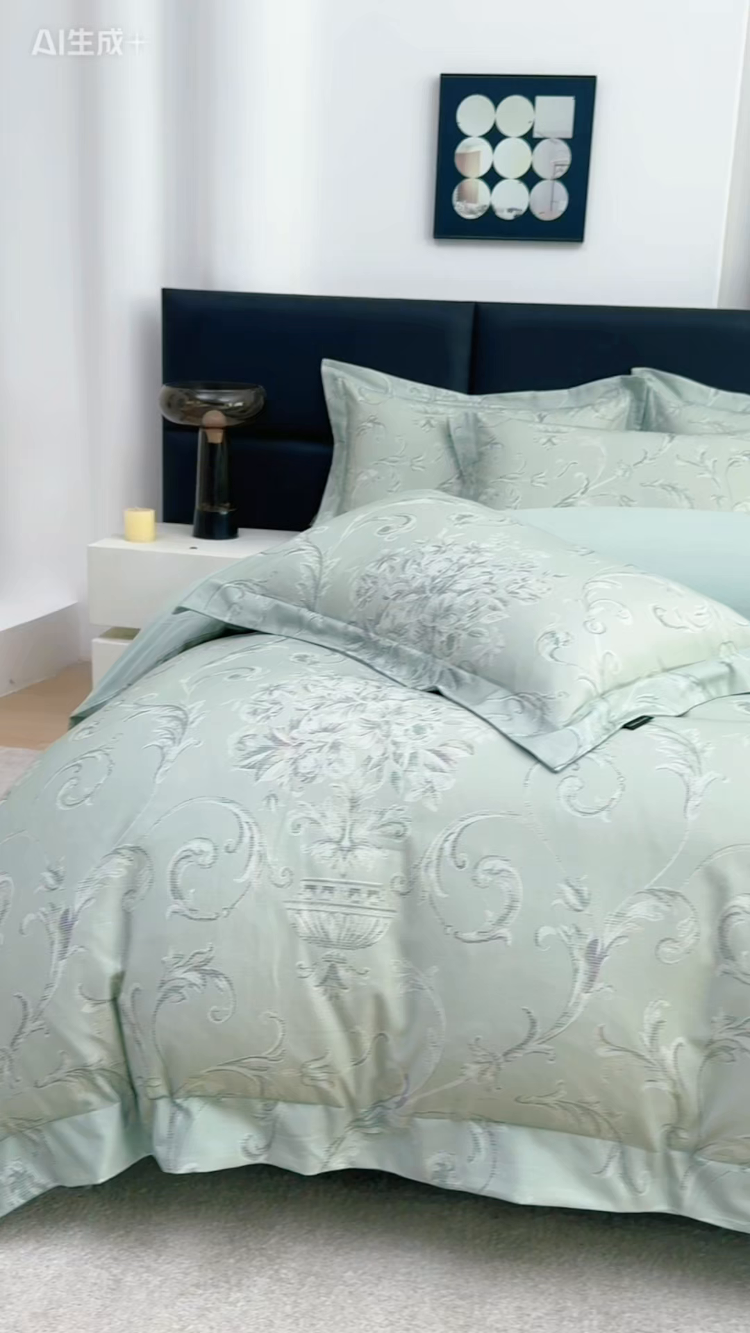 91家纺网 家纺一手货源 找家纺 芙绣家纺 2025新款纯棉全棉磨毛宽边压线复杂款四件套 意绵绵