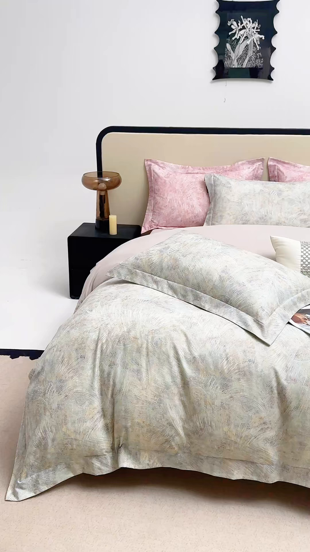 91家纺网 家纺一手货源 找家纺 芙绣家纺 2025新款纯棉全棉磨毛宽边压线复杂款四件套 映山言-绿