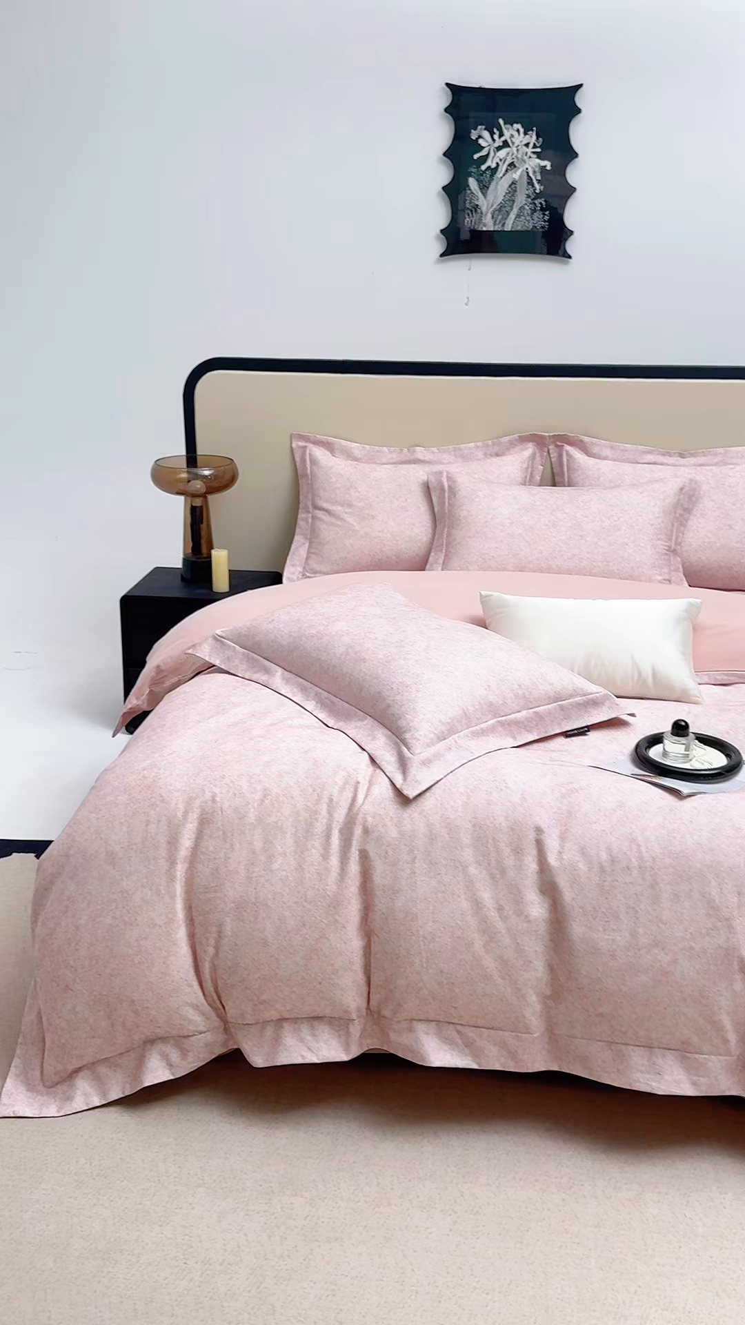 91家纺网 家纺一手货源 找家纺 芙绣家纺 2025新款纯棉全棉磨毛宽边压线复杂款四件套 挚爱-粉