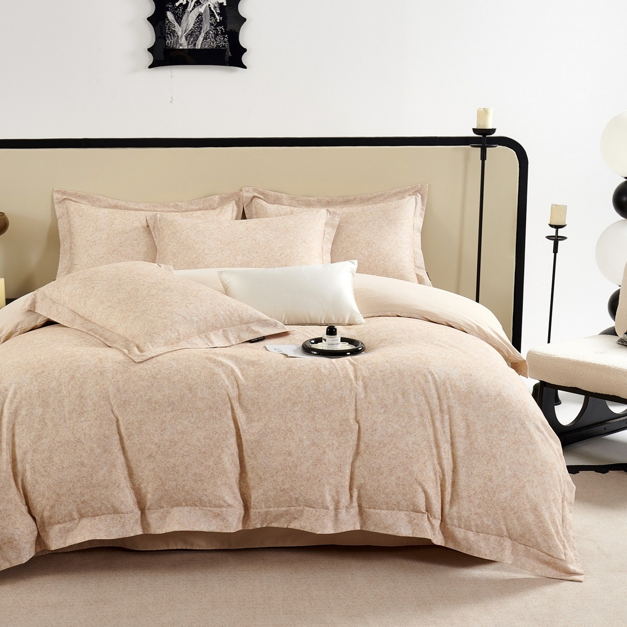 芙绣家纺 2025新款纯棉全棉磨毛宽边压线复杂款四件套 挚爱-黄