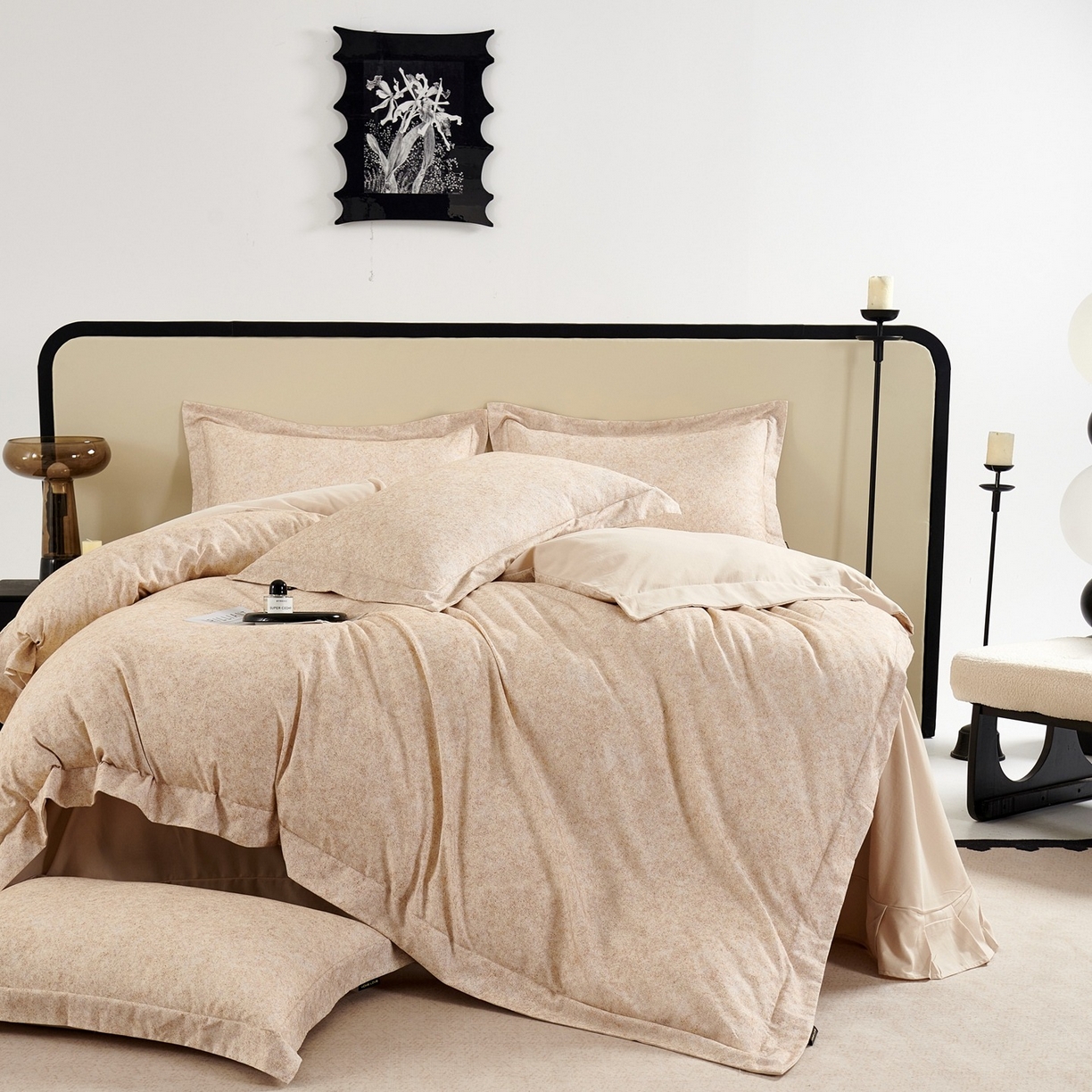 91家纺网 家纺一手货源 找家纺 芙绣家纺 2025新款纯棉全棉磨毛宽边压线复杂款四件套 挚爱-黄