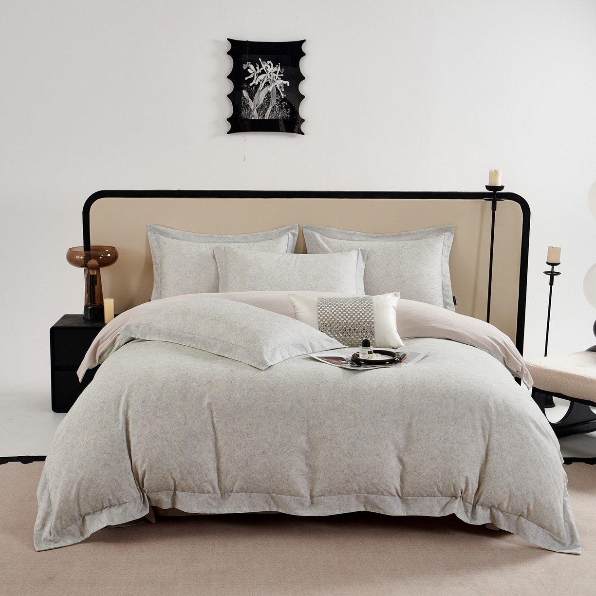 91家纺网 家纺一手货源 找家纺 芙绣家纺 2025新款纯棉全棉磨毛宽边压线复杂款四件套 挚爱-绿