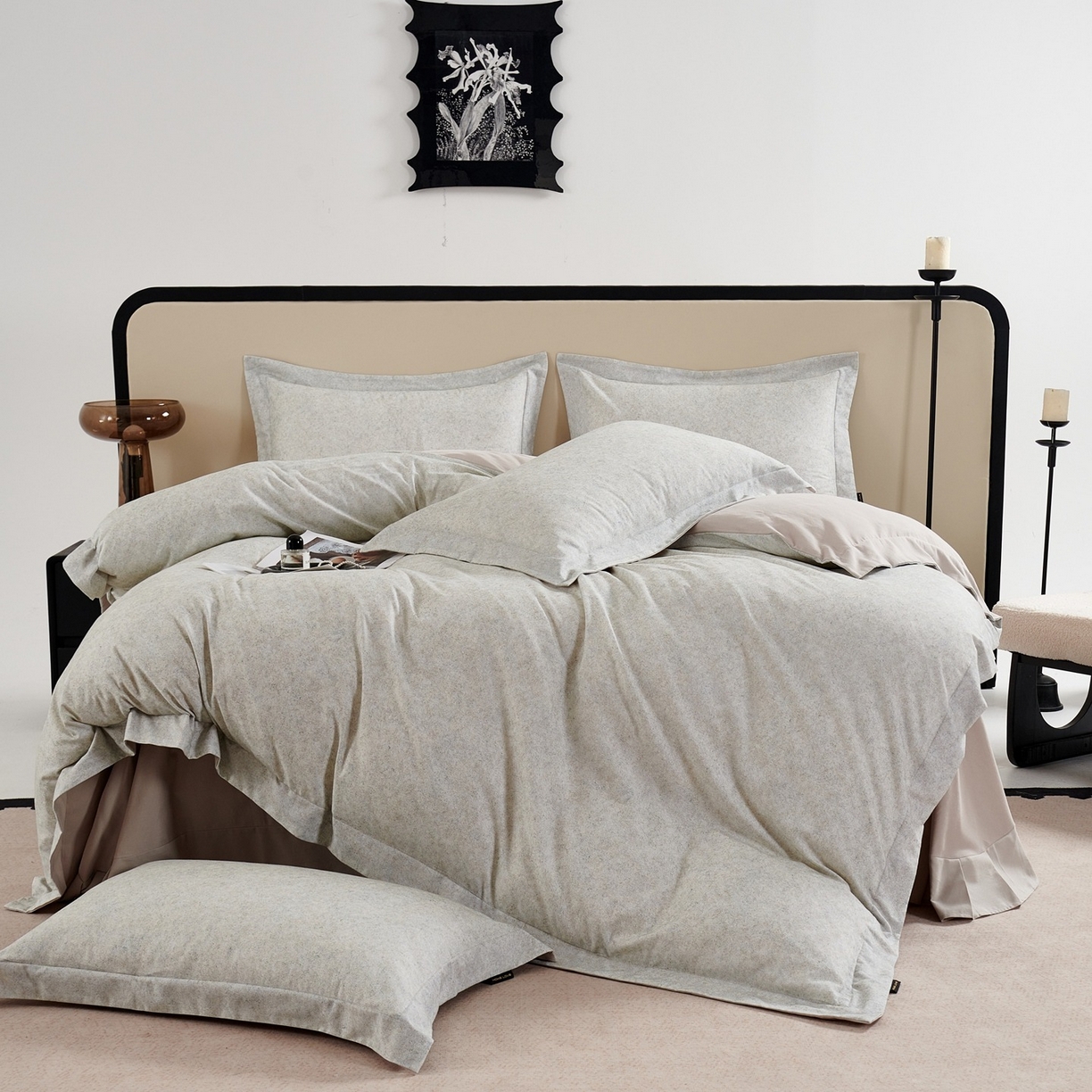 91家纺网 家纺一手货源 找家纺 芙绣家纺 2025新款纯棉全棉磨毛宽边压线复杂款四件套 挚爱-绿