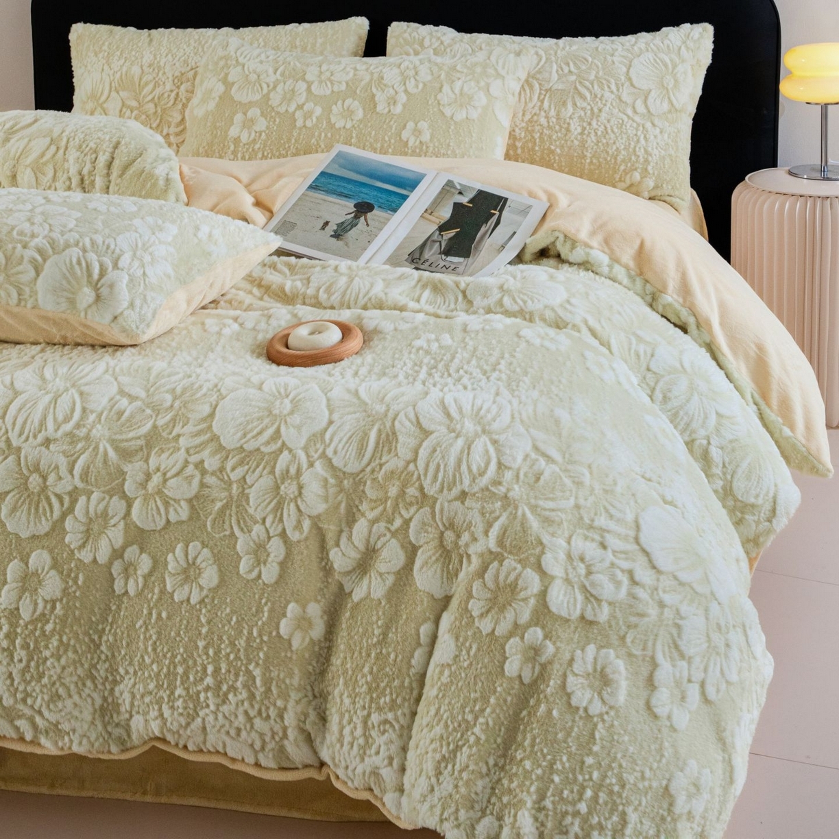 91家纺网 家纺一手货源 找家纺 （总）诺梵家纺 2025新款立体兔毛烂花四件套