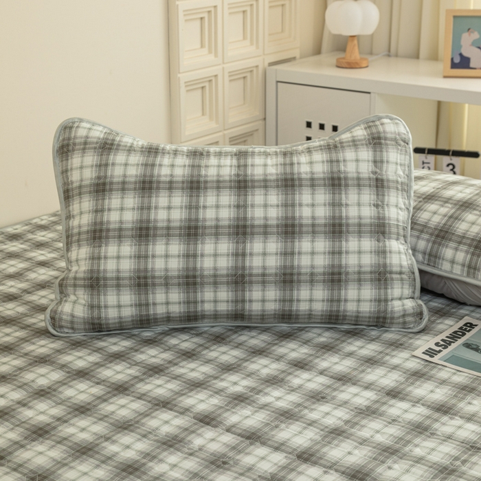 91家纺网 家纺一手货源 找家纺 卡诗兰 2025新款磨毛夹棉床笠 格白灰