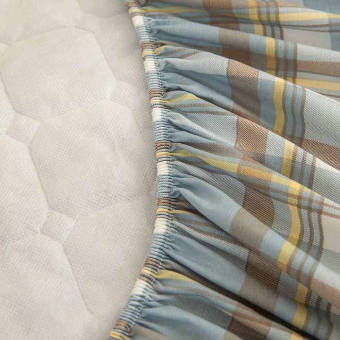 91家纺网 家纺一手货源 找家纺 卡诗兰 2025新款磨毛夹棉床笠 格中灰