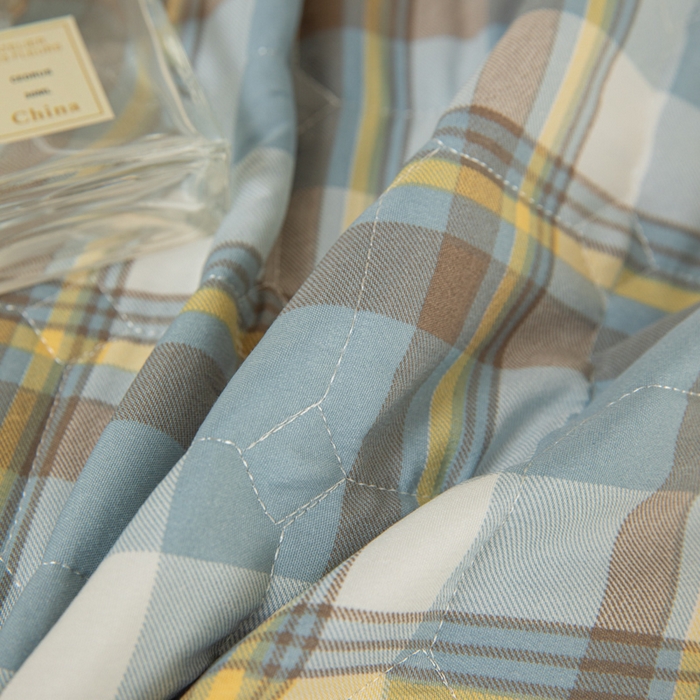 91家纺网 家纺一手货源 找家纺 卡诗兰 2025新款磨毛夹棉床笠 格中灰