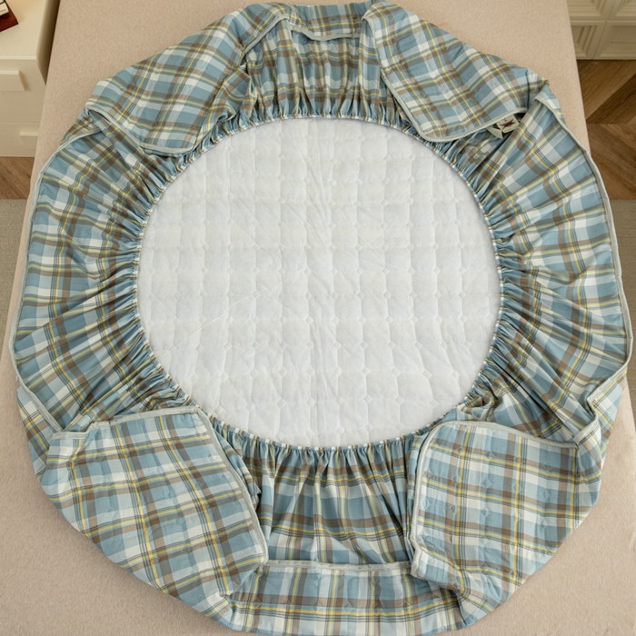 91家纺网 家纺一手货源 找家纺 卡诗兰 2025新款磨毛夹棉床笠 格中灰