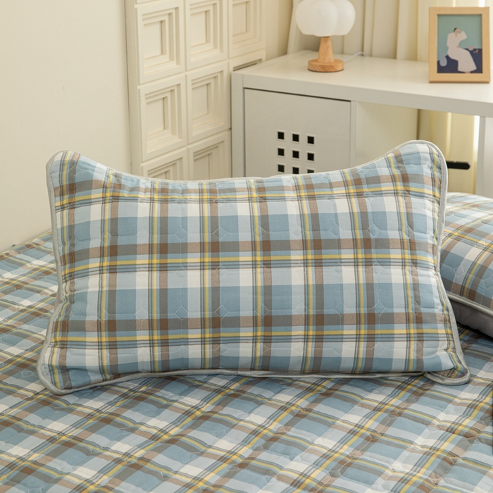 91家纺网 家纺一手货源 找家纺 卡诗兰 2025新款磨毛夹棉床笠 格中灰