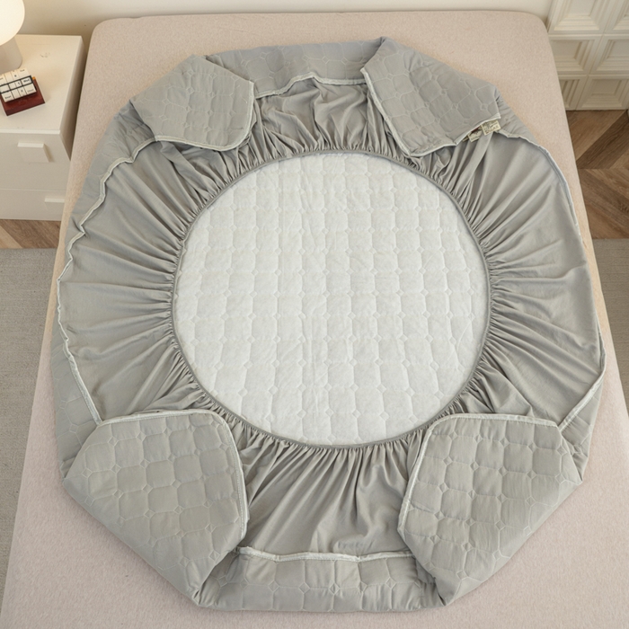 91家纺网 家纺一手货源 找家纺 卡诗兰 2025新款磨毛夹棉床笠 云中灰