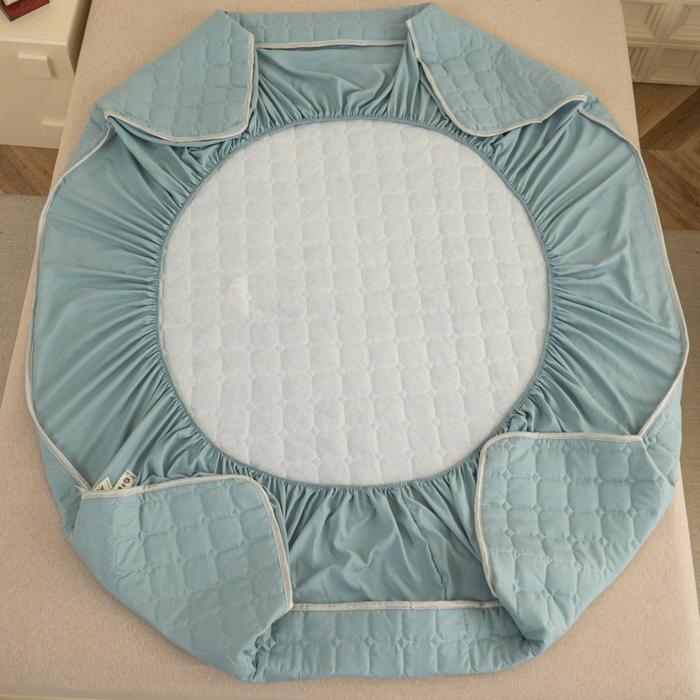 91家纺网 家纺一手货源 找家纺 卡诗兰 2025新款磨毛夹棉床笠 云中蓝