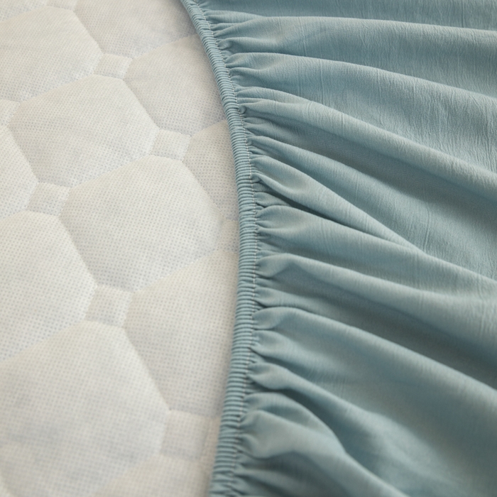 91家纺网 家纺一手货源 找家纺 卡诗兰 2025新款磨毛夹棉床笠 云中蓝