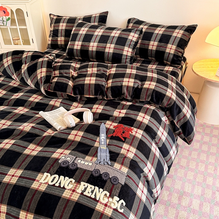 91家纺网 家纺一手货源 找家纺 喜梦缘 2025新款牛奶绒床笠四件套 东风5C