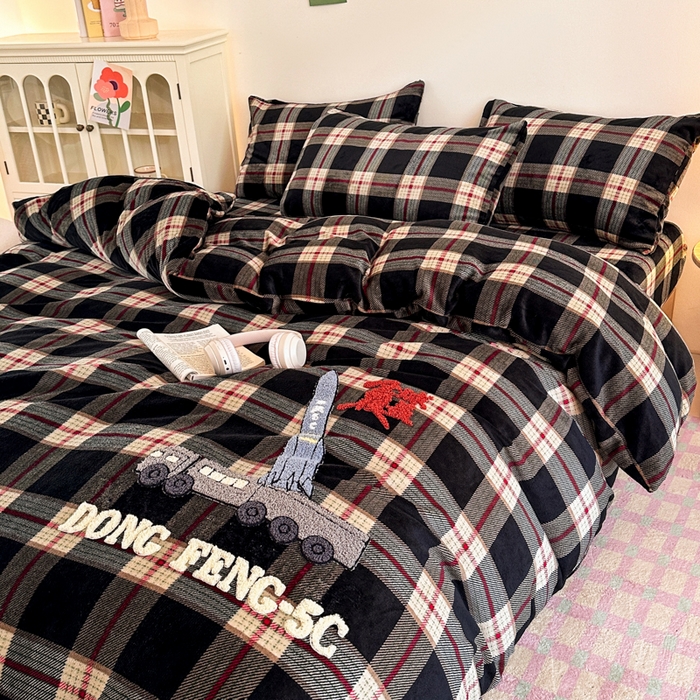 91家纺网 家纺一手货源 找家纺 喜梦缘 2025新款牛奶绒床笠四件套 东风5C