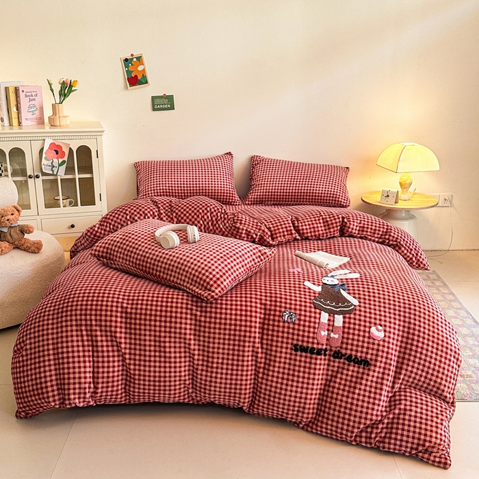 喜梦缘 2025新款牛奶绒床笠四件套 可爱兔兔