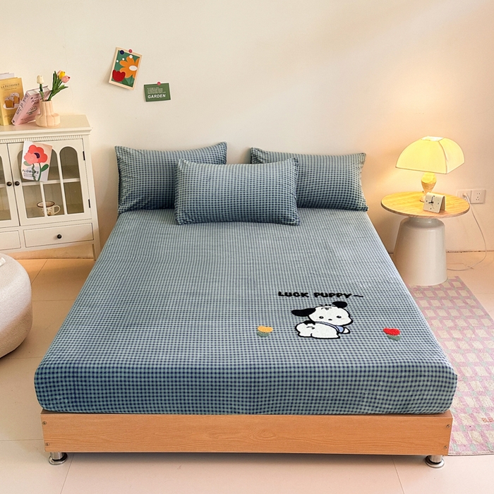 91家纺网 家纺一手货源 找家纺 喜梦缘 2025新款牛奶绒床笠四件套 恰恰狗