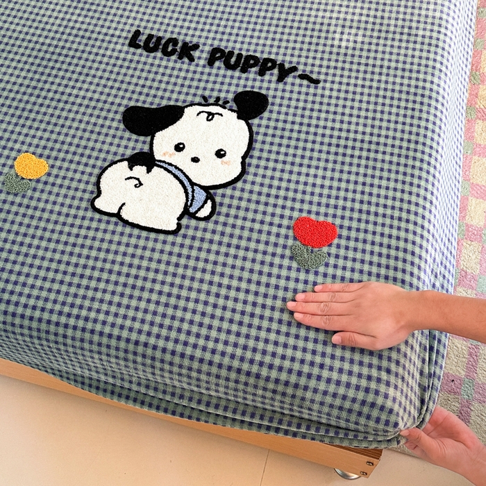 91家纺网 家纺一手货源 找家纺 喜梦缘 2025新款牛奶绒床笠四件套 恰恰狗