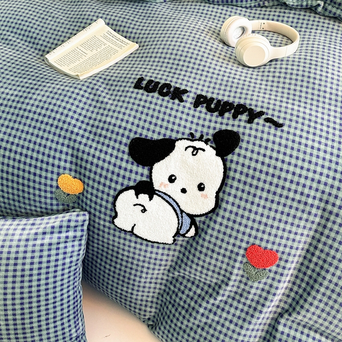 91家纺网 家纺一手货源 找家纺 喜梦缘 2025新款牛奶绒床笠四件套 恰恰狗