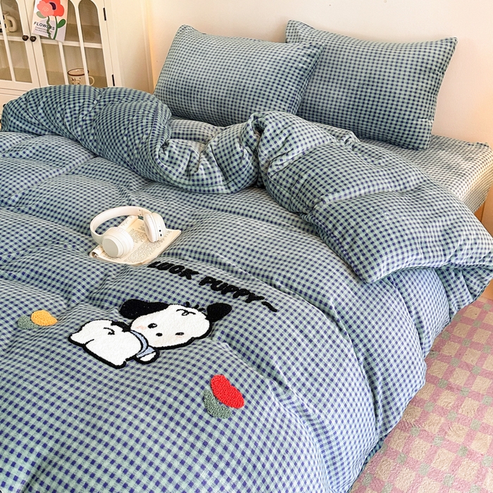 91家纺网 家纺一手货源 找家纺 喜梦缘 2025新款牛奶绒床笠四件套 恰恰狗