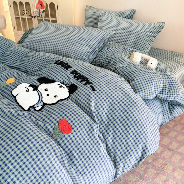 91家纺网 家纺一手货源 找家纺 喜梦缘 2025新款牛奶绒床笠四件套 恰恰狗