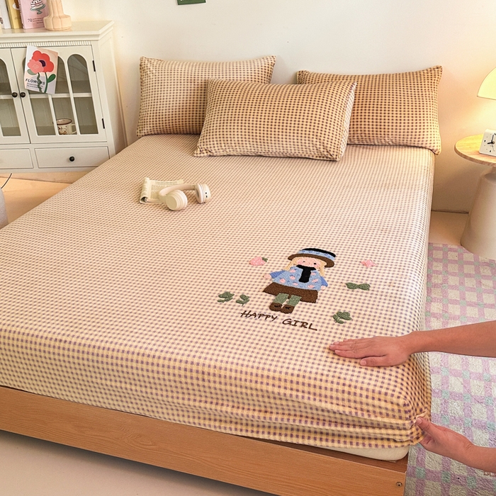 91家纺网 家纺一手货源 找家纺 喜梦缘 2025新款牛奶绒床笠四件套 小女孩