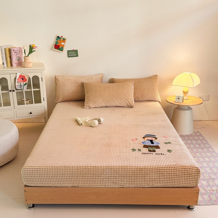 91家纺网 家纺一手货源 找家纺 喜梦缘 2025新款牛奶绒床笠四件套 小女孩