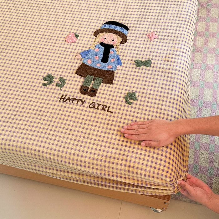 91家纺网 家纺一手货源 找家纺 喜梦缘 2025新款牛奶绒床笠四件套 小女孩