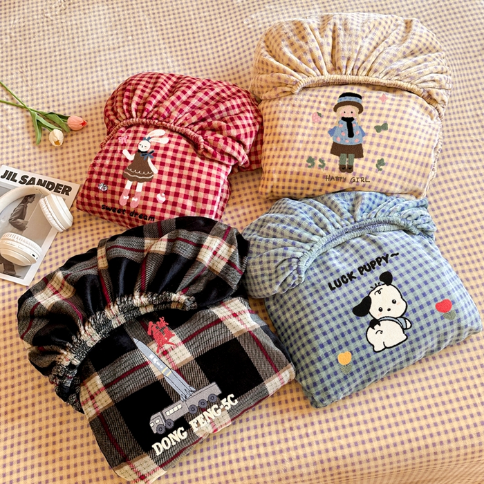 91家纺网 家纺一手货源 找家纺 喜梦缘 2025新款牛奶绒床笠四件套 组合图