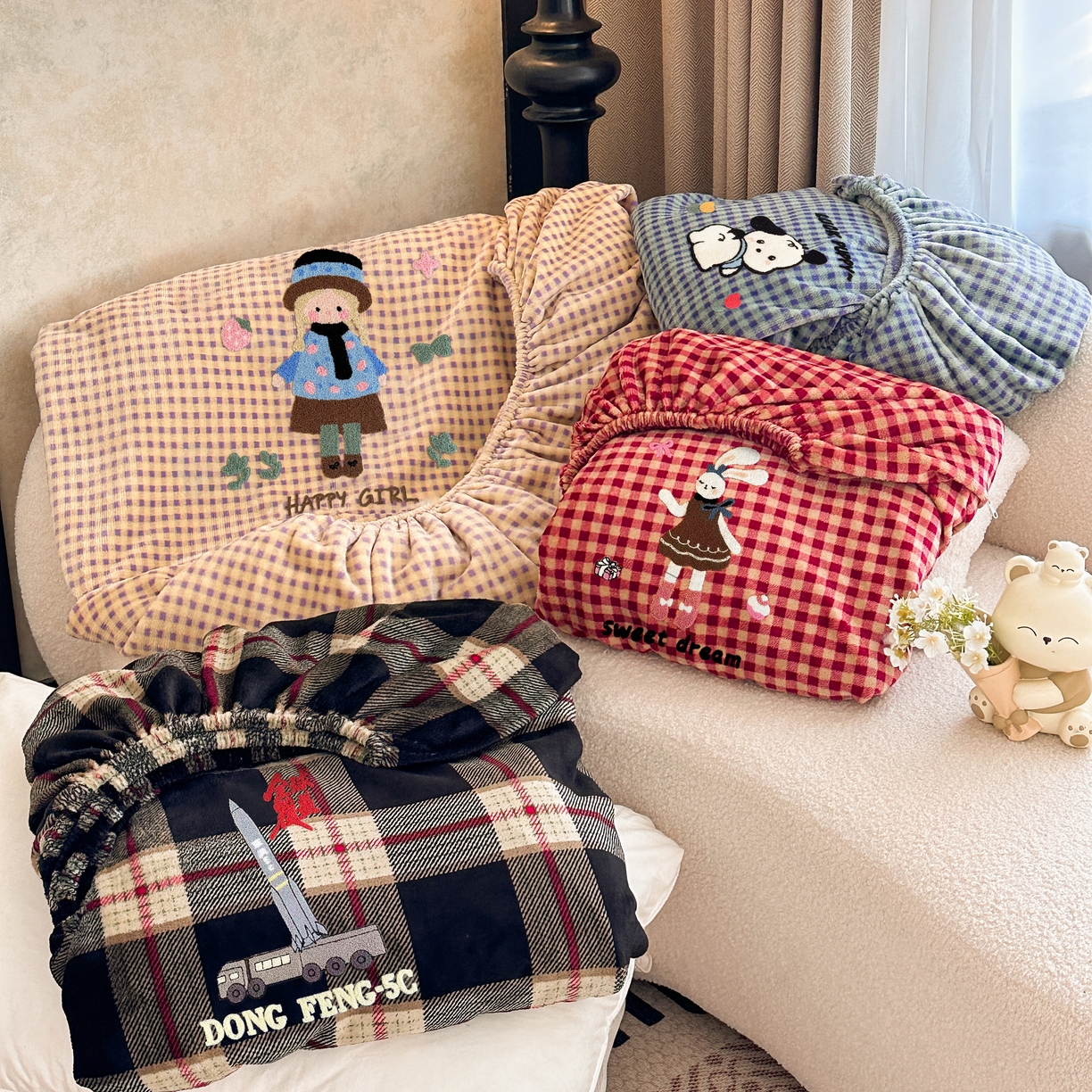 喜梦缘 2025新款牛奶绒床笠四件套 组合图