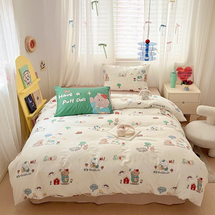 91家纺网 家纺一手货源 找家纺 （总）港岛妹妹 2024新款水洗工艺大版枕套四件套