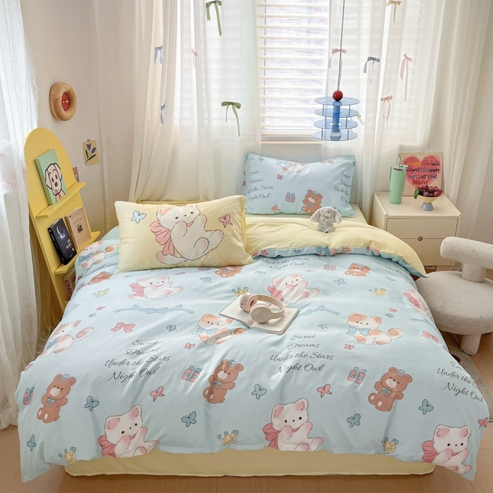 91家纺网 家纺一手货源 找家纺 （总）港岛妹妹 2024新款水洗工艺大版枕套四件套