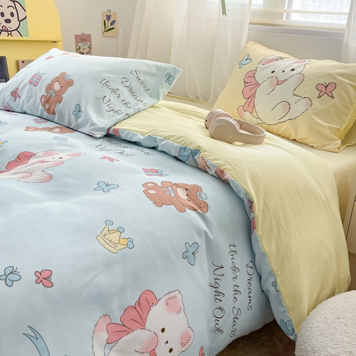 91家纺网 家纺一手货源 找家纺 港岛妹妹 2024新款水洗工艺大版枕套四件套 大版-童话梦