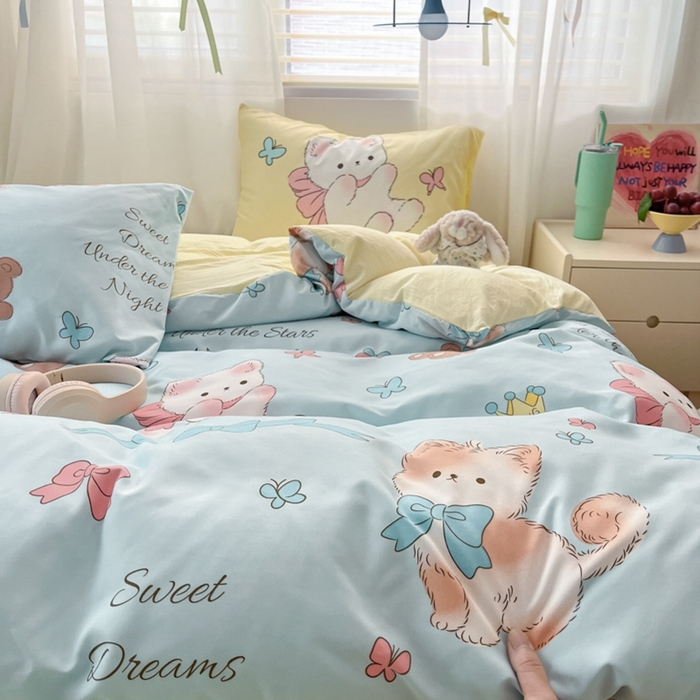 91家纺网 家纺一手货源 找家纺 港岛妹妹 2024新款水洗工艺大版枕套四件套 大版-童话梦