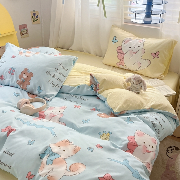 91家纺网 家纺一手货源 找家纺 港岛妹妹 2024新款水洗工艺大版枕套四件套 大版-童话梦