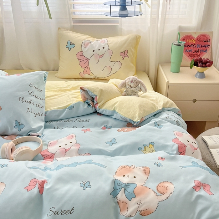 91家纺网 家纺一手货源 找家纺 港岛妹妹 2024新款水洗工艺大版枕套四件套 大版-童话梦