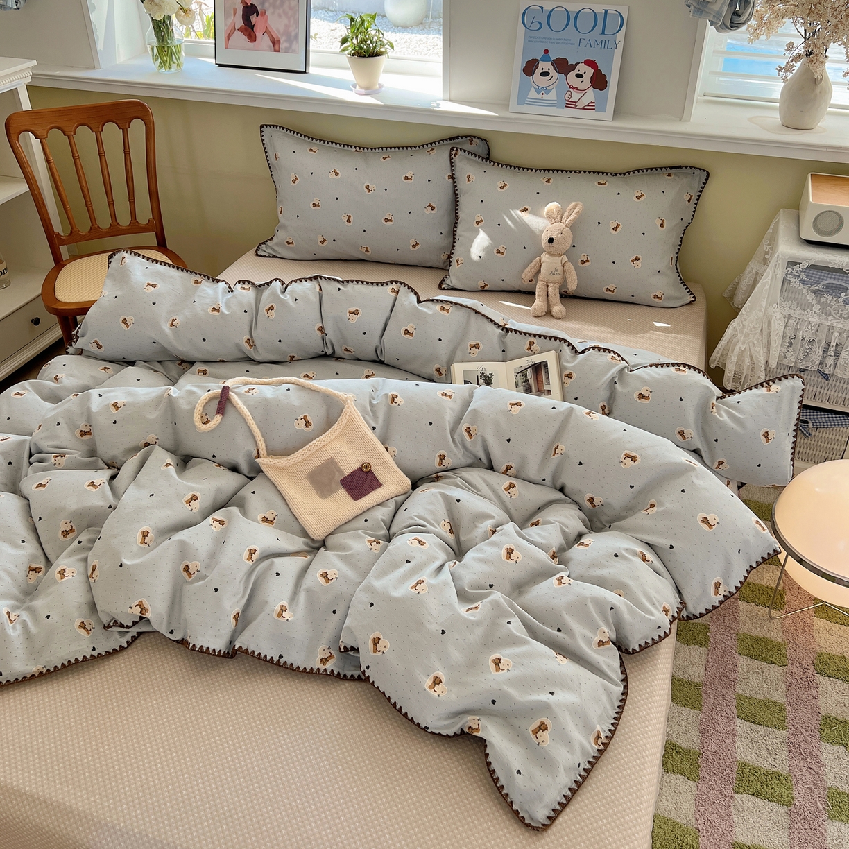 91家纺网 家纺一手货源 找家纺 （总）瑞莱 2025新款全棉印花贝壳边四件套